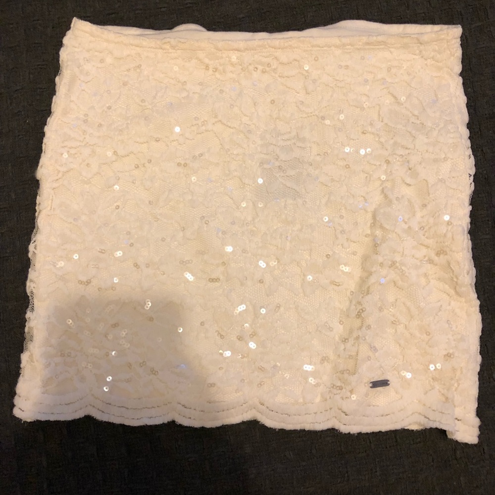 White lace mini skirt
